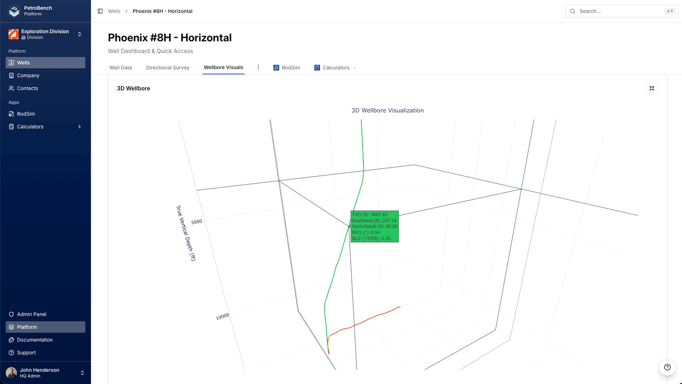 3D wellbore with interactive measurement tooltips
